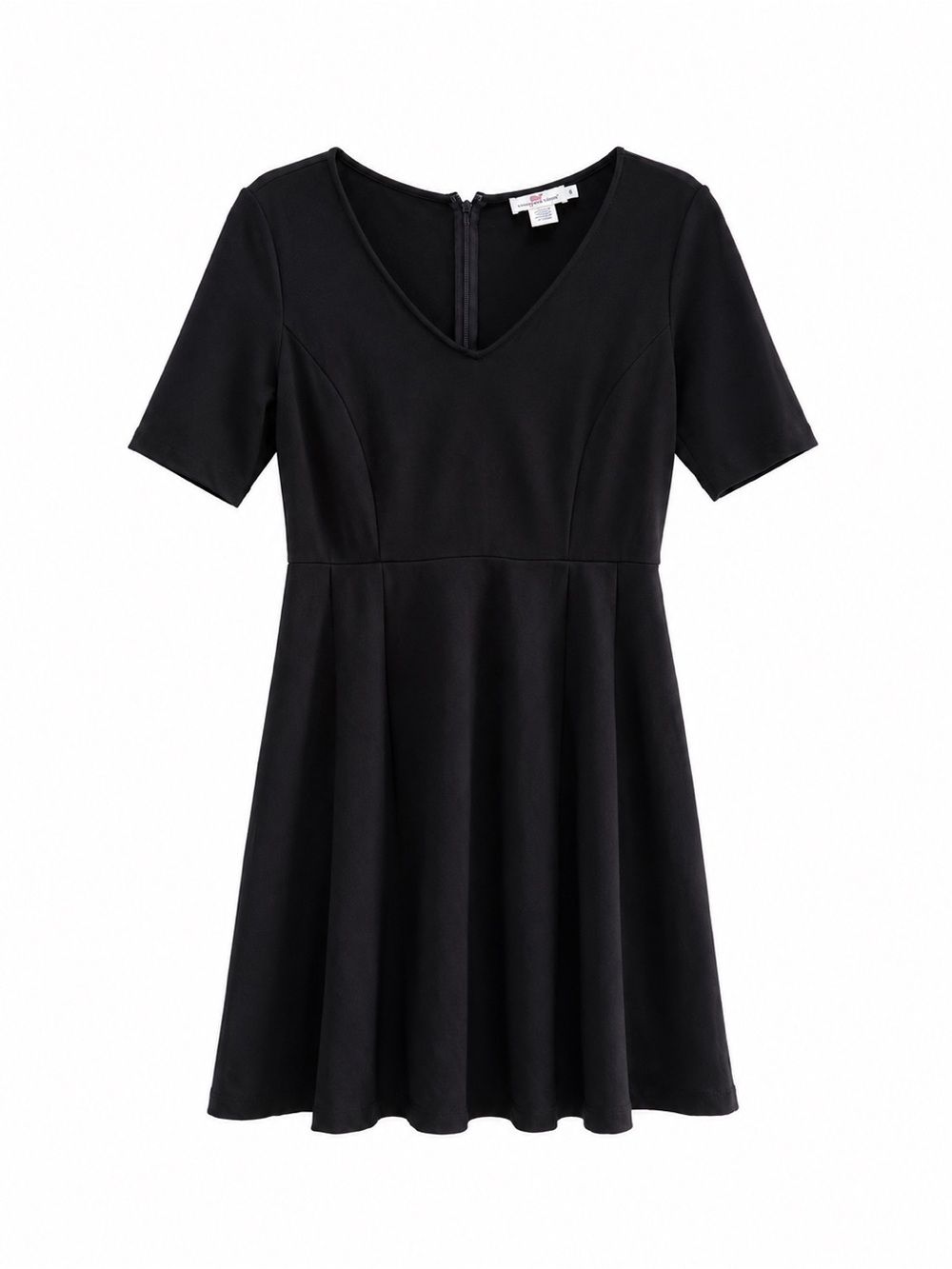 Vineyard Vines Black Ponte Fit & Flare V Neck Dress Size 6
